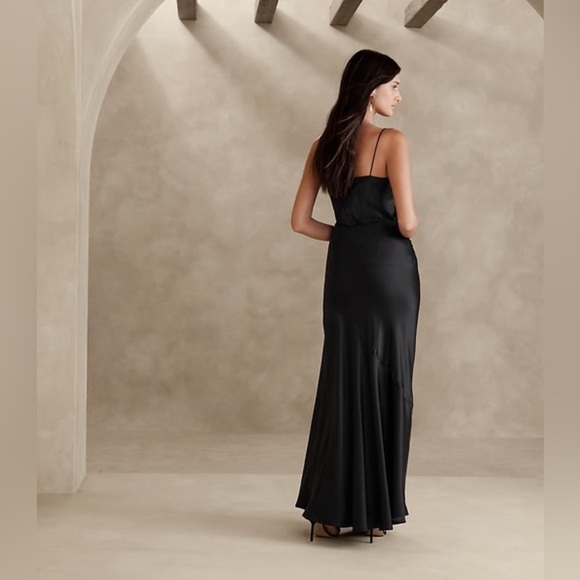 NWT! Banana Republic Black Bliss Silk Maxi Skirt - Size Small 🧩 - Picture 2 of 7